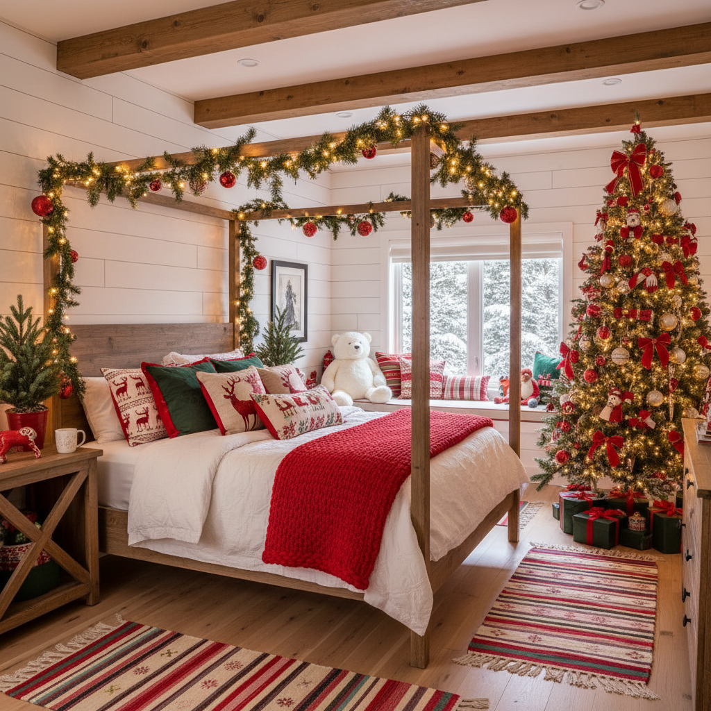Modern Farmhouse Christmas Child Bedroom (Girl)