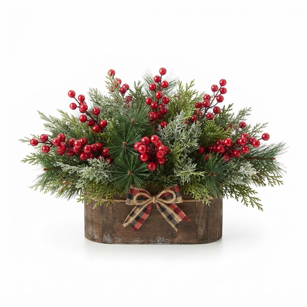Evergreen and Berry Christmas Centerpiece