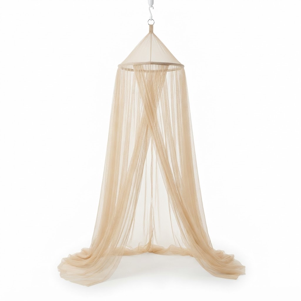 Beige Bed Canopy Netting