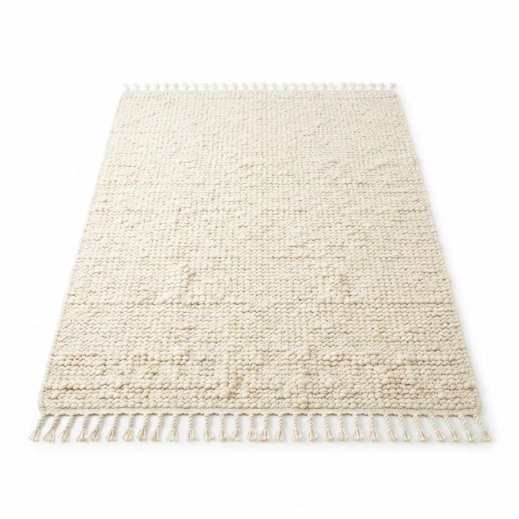 Cream Textured Area Rug