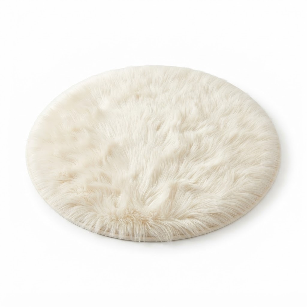 Plush Ivory Faux Fur Nursery Rug