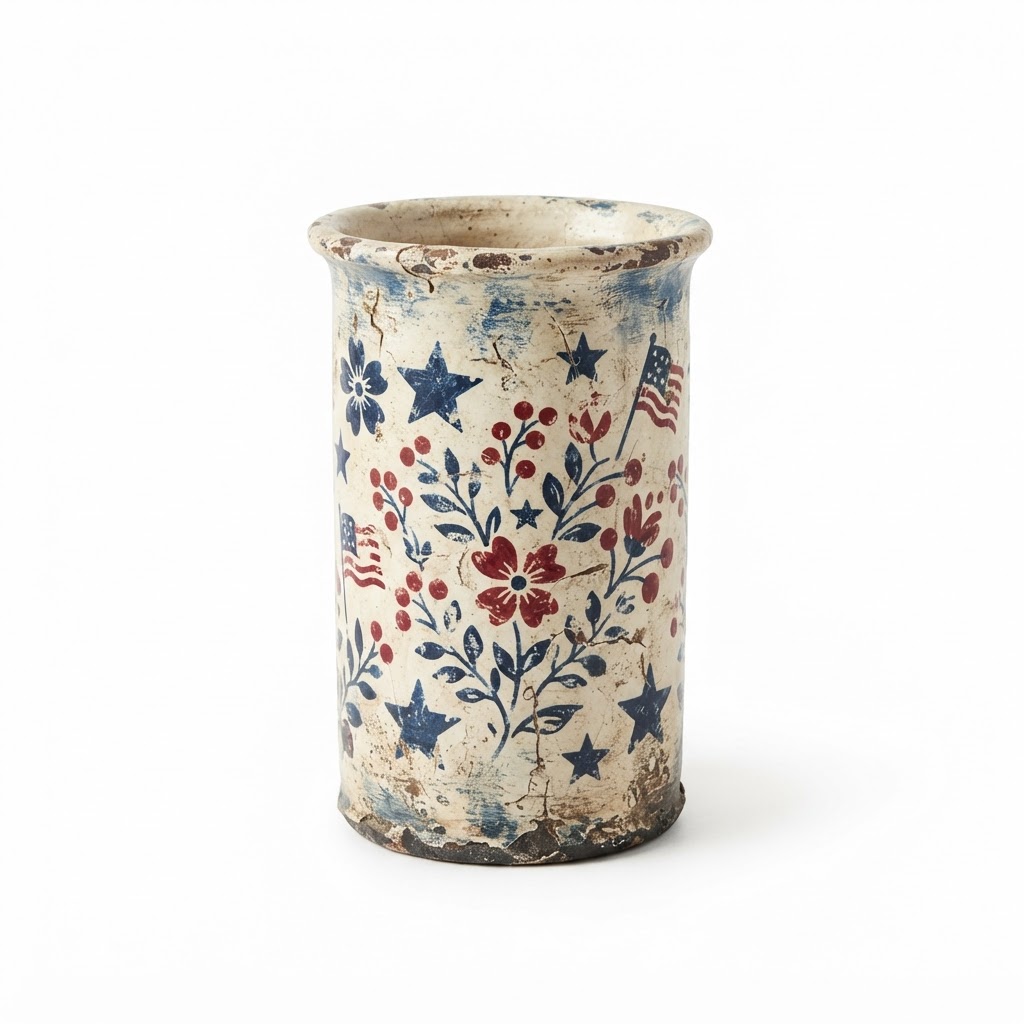 Distressed Ceramic Floral Vase