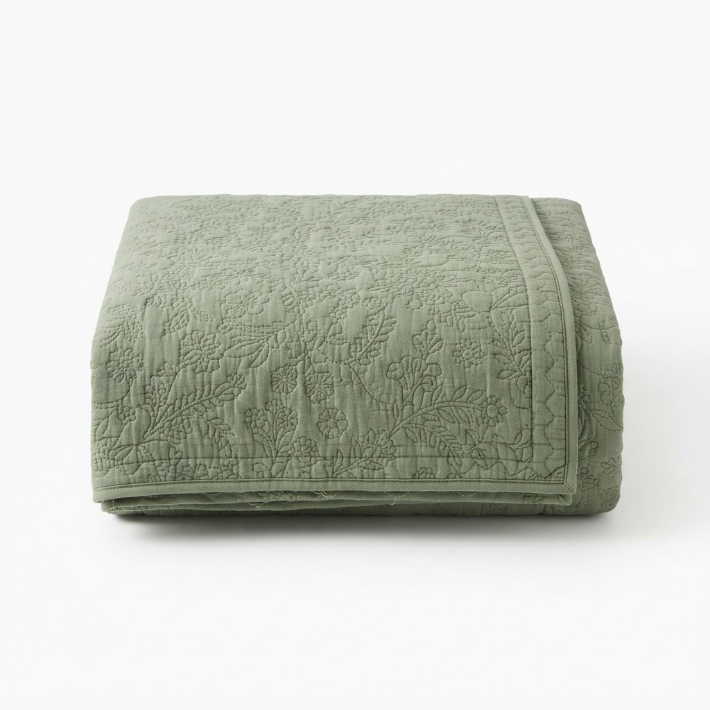 Sage Green Quilted Bedspread