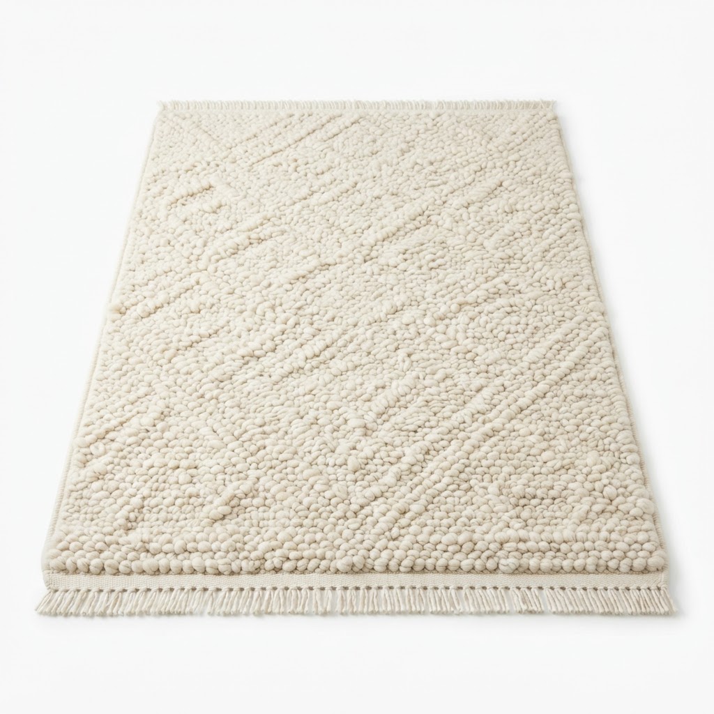 Textured Cream Wool Rug
