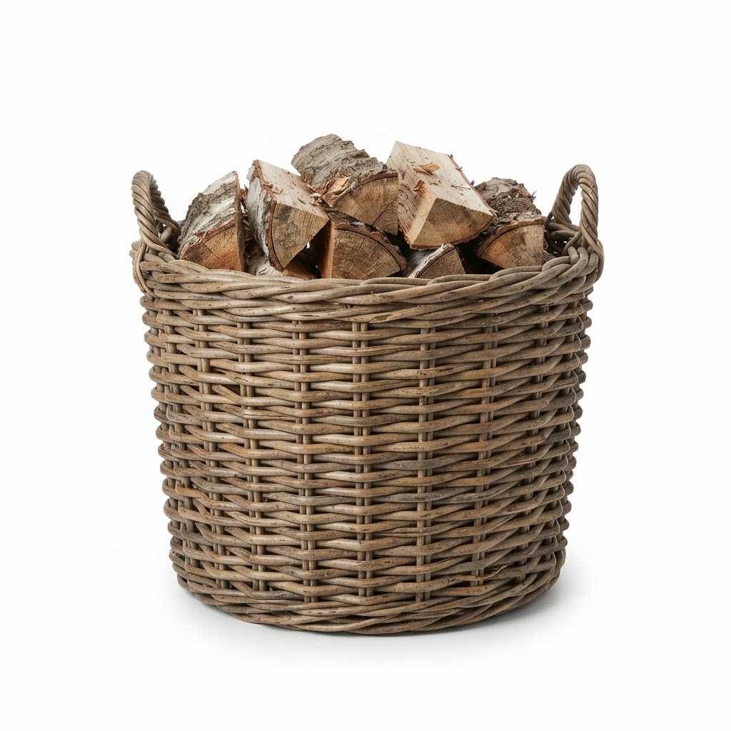 Woven Rattan Firewood Basket
