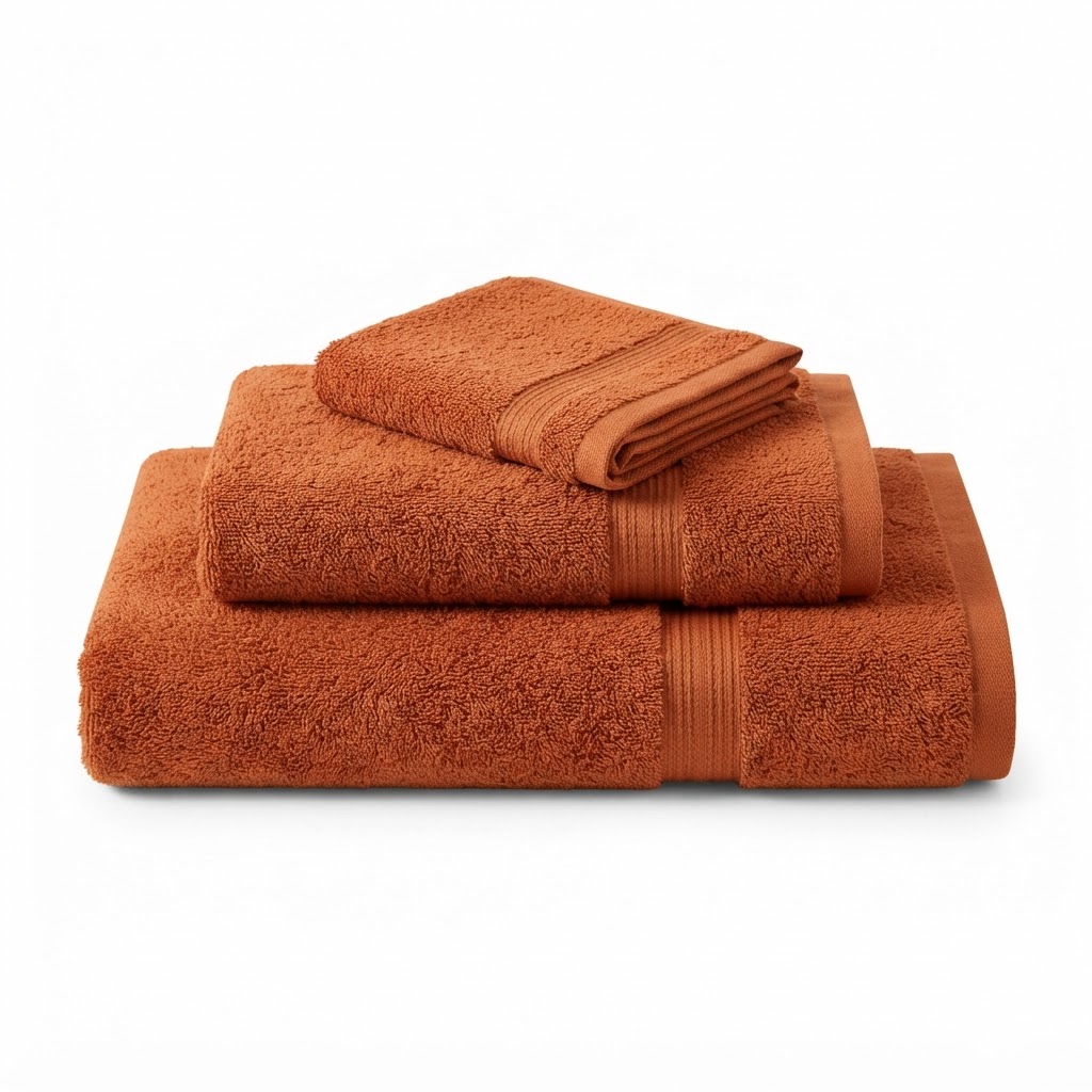 Burnt Orange Plush Cotton Towel Set