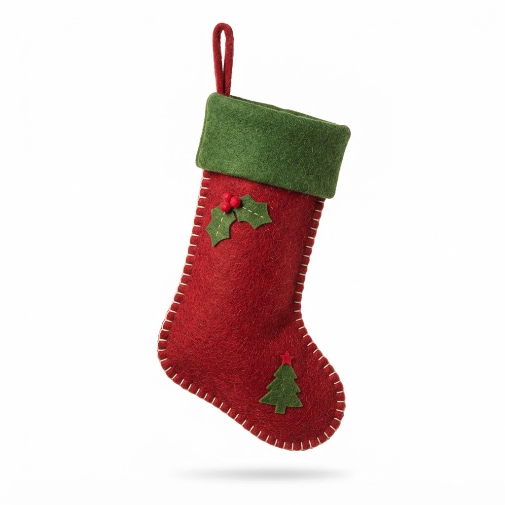 Felt Red and Green Stockings
