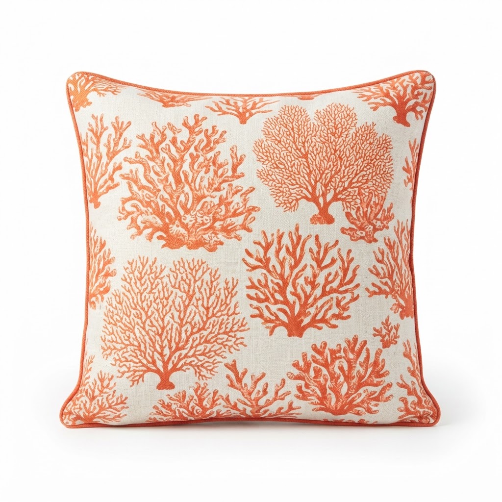 Summer Coral Print Throw Pillow