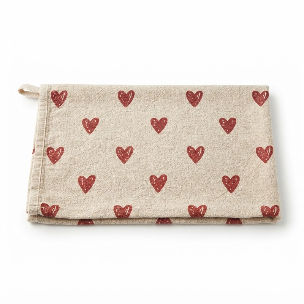 Primitive Cotton Heart Kitchen Towel