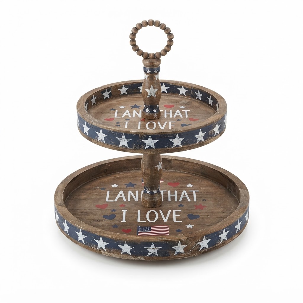 Wooden Tiered Serving Tray
