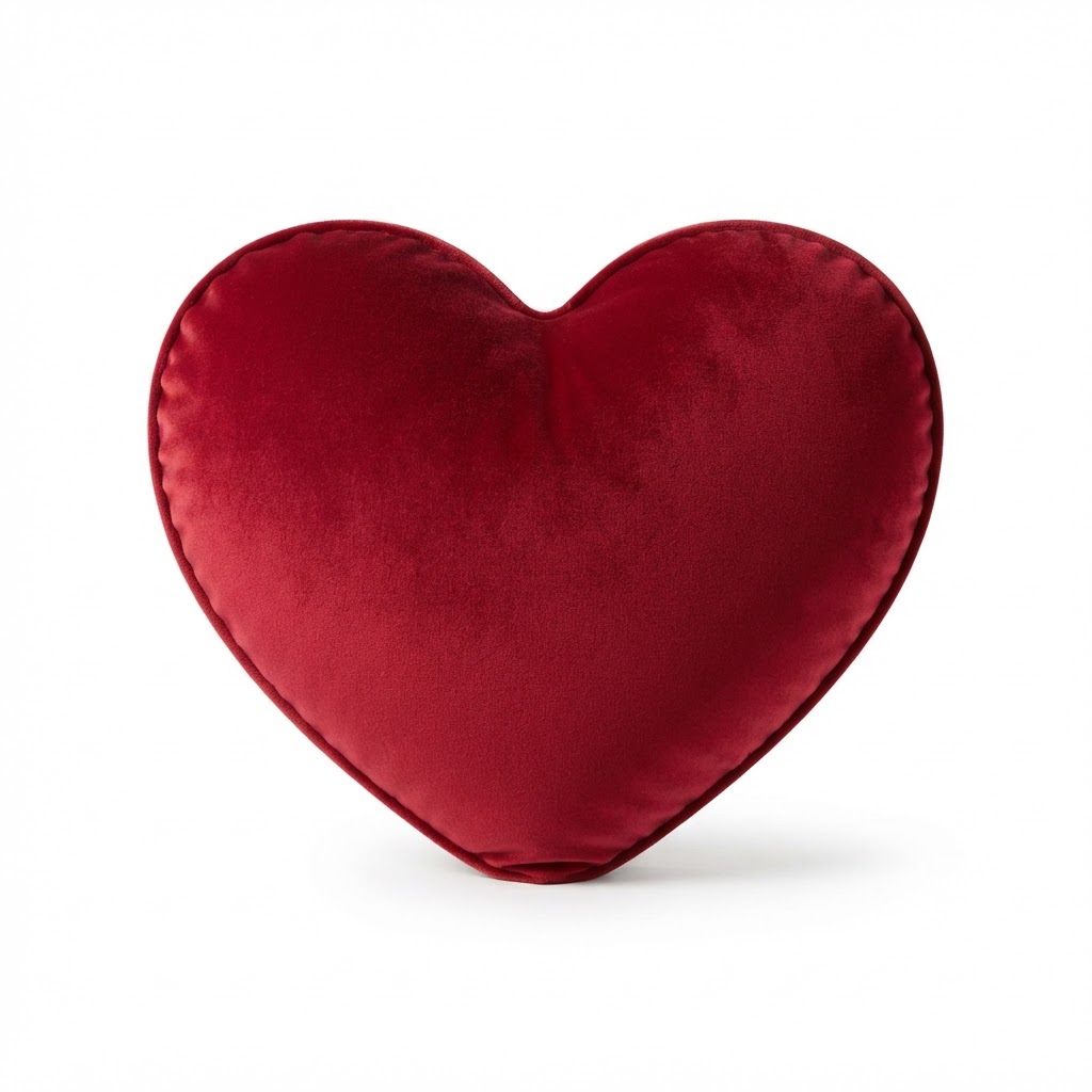 Transitional Velvet Red Heart Pillow