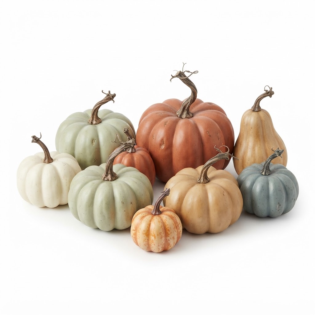 Transitional Assorted Faux Heirloom Pumpkins
