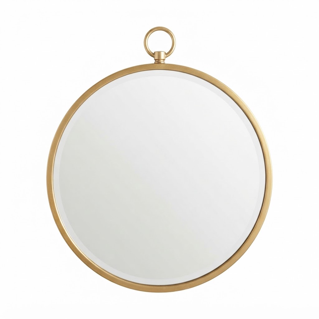 Gold Rimmed Round Wall Mirror