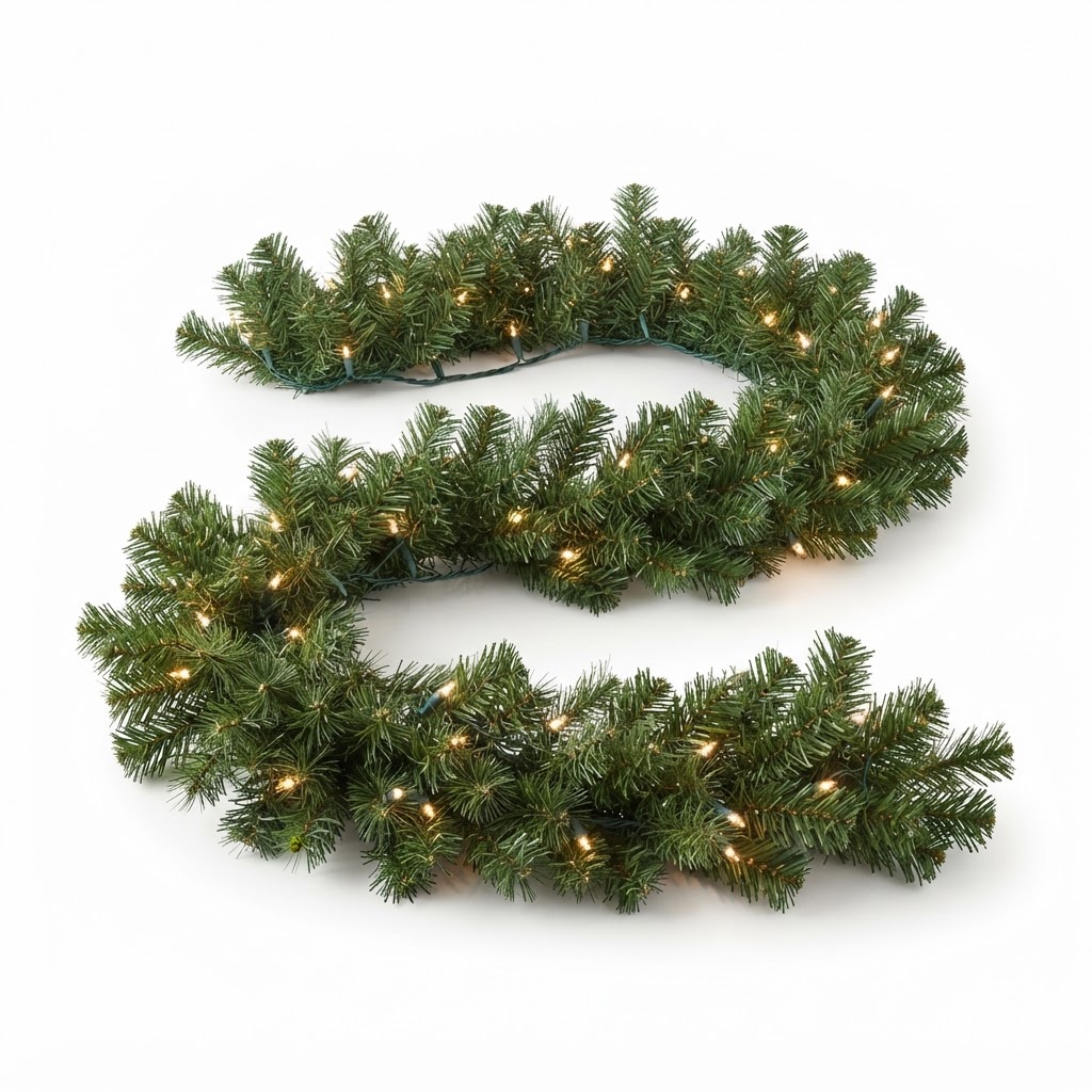 Christmas pre-lit evergreen garland