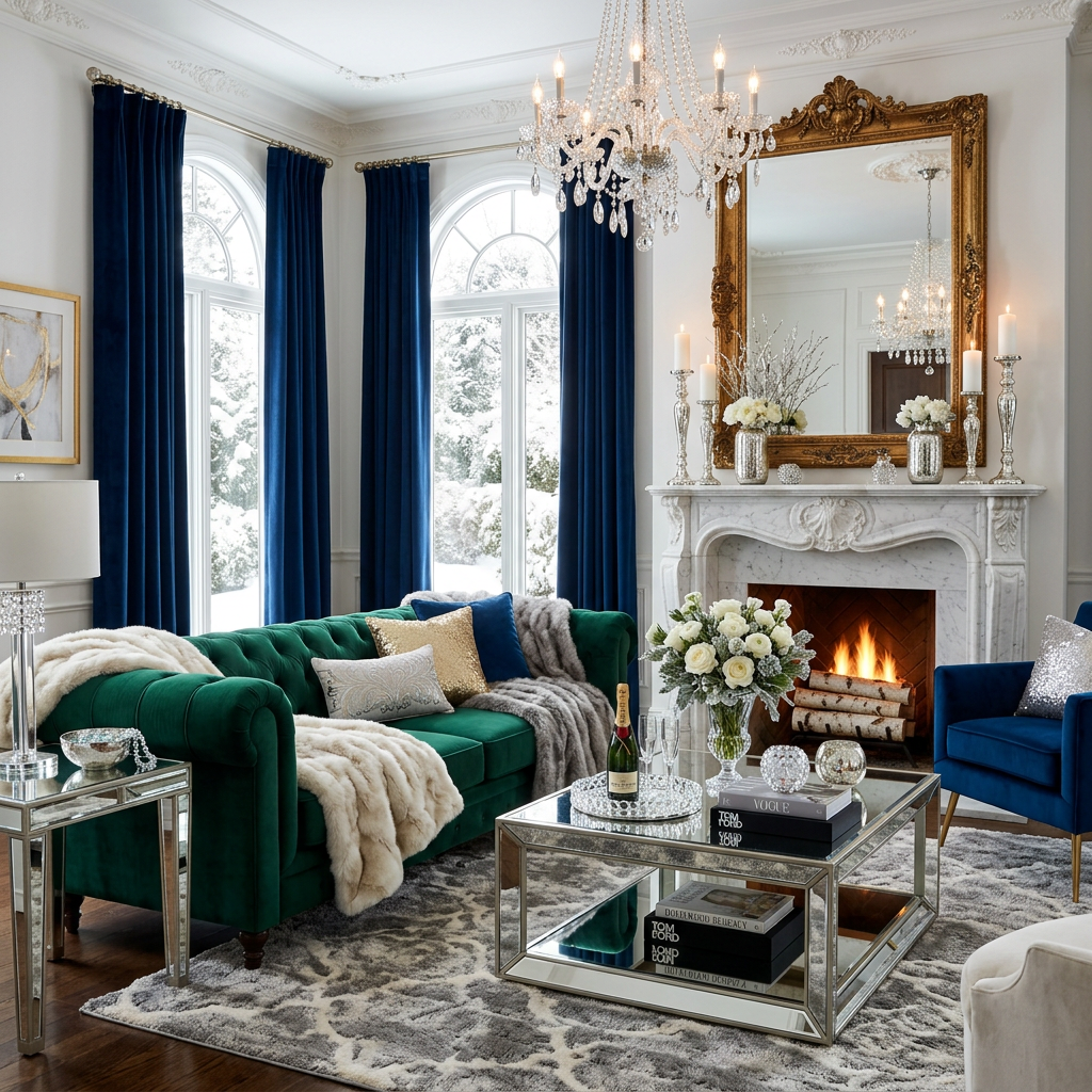 Glam Winter Living Room