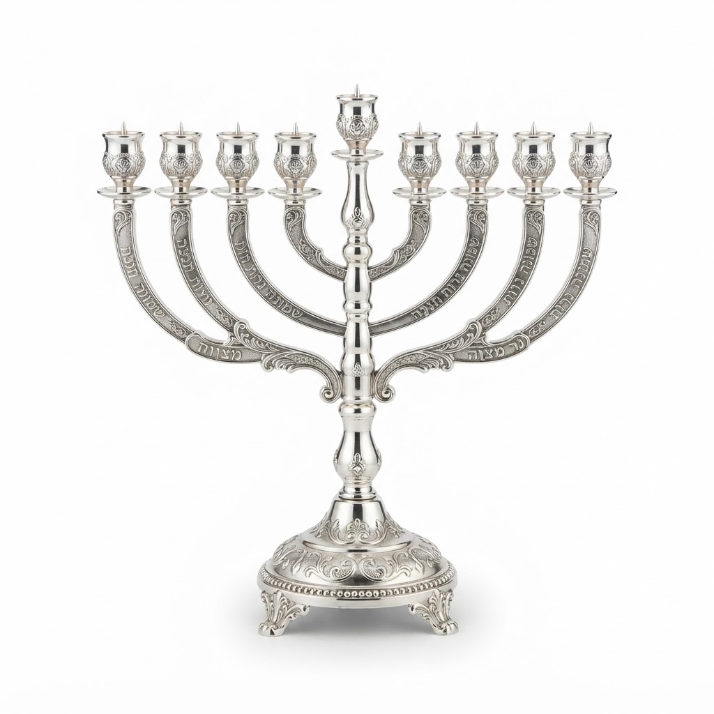 Silver-Plated Metal Menorah