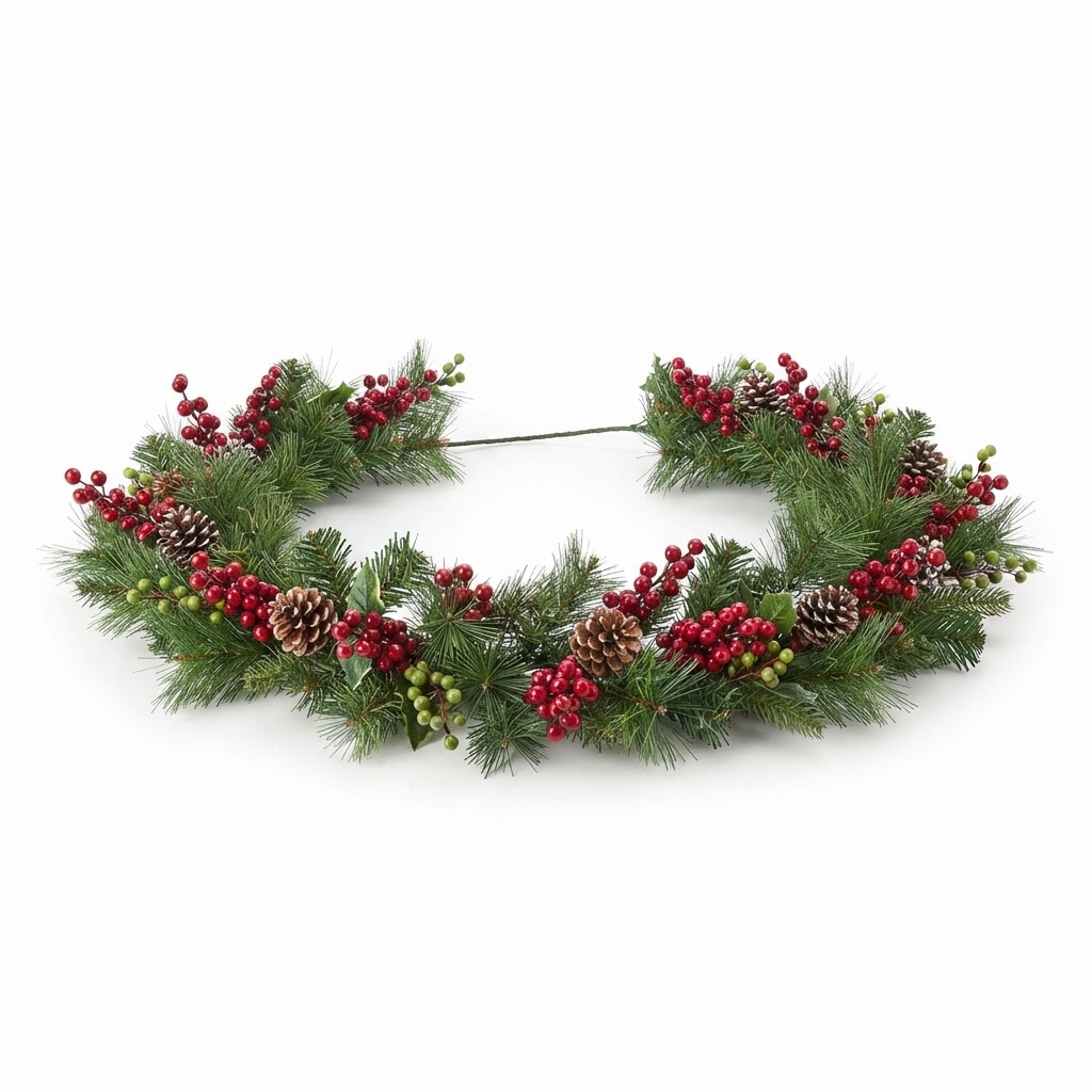 Pine and Berry Mantle Garland