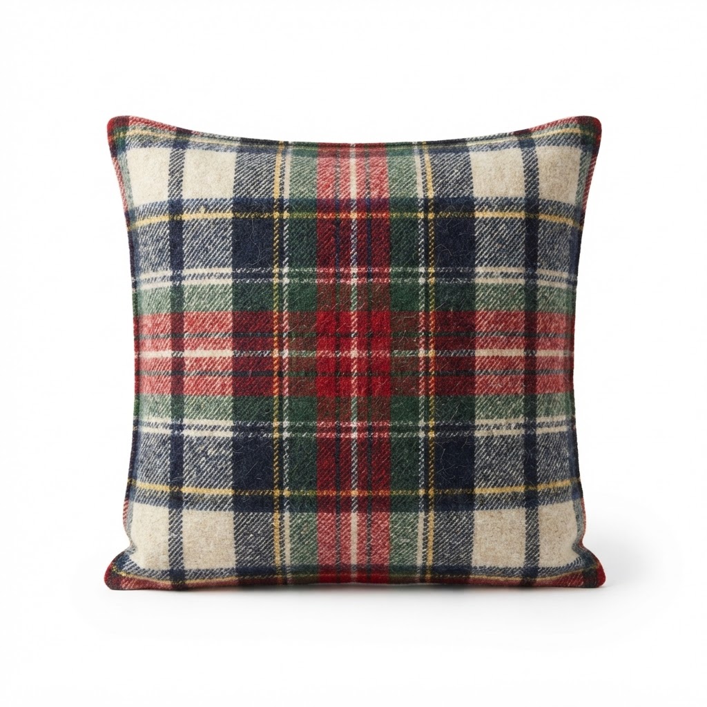 Plaid Wool Accent Pillow Cover