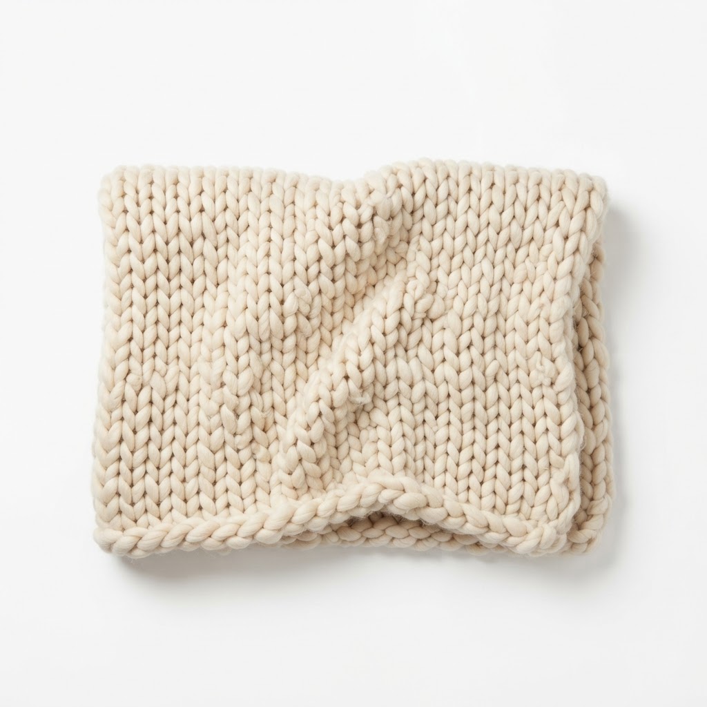 Cream Chunky Knit Throw Blanket