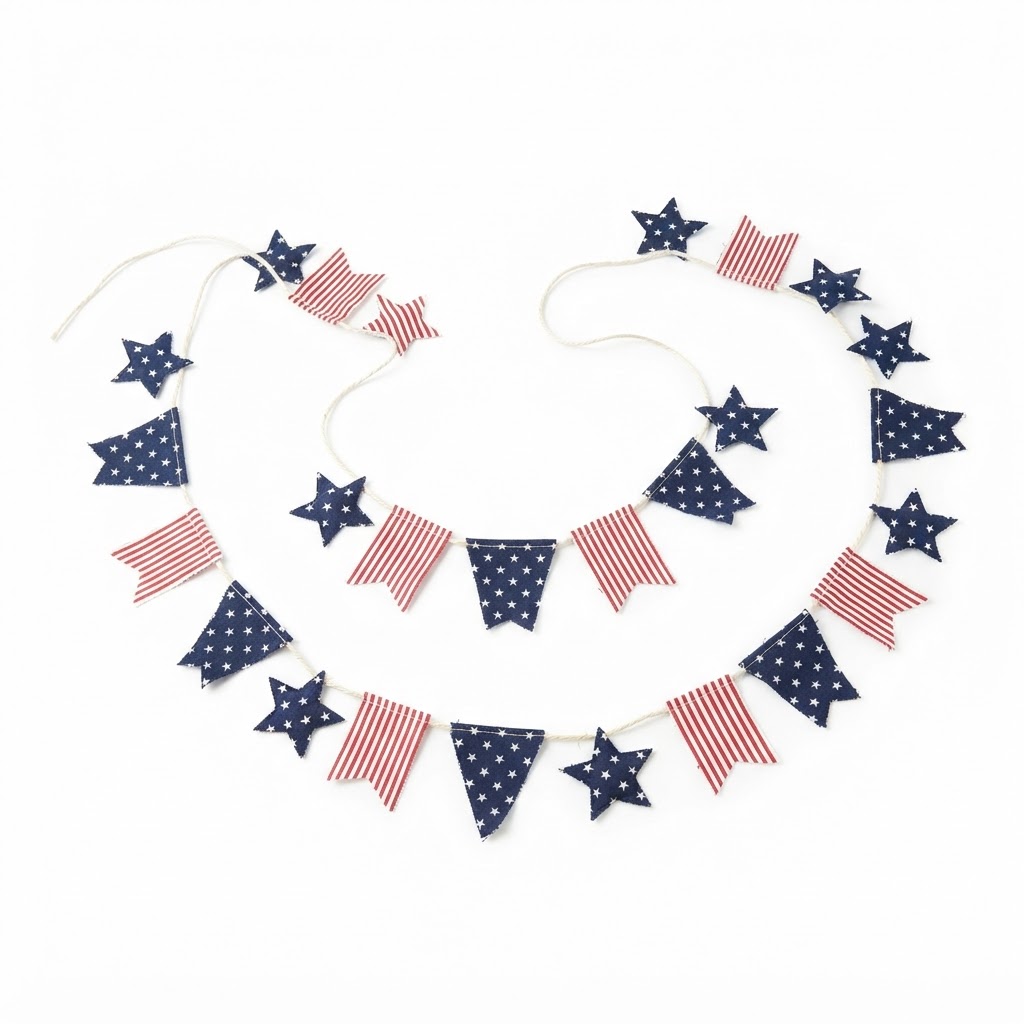 Transitional Star and Stripe Fabric Garland