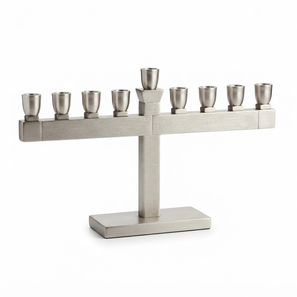 Brushed Nickel Menorah