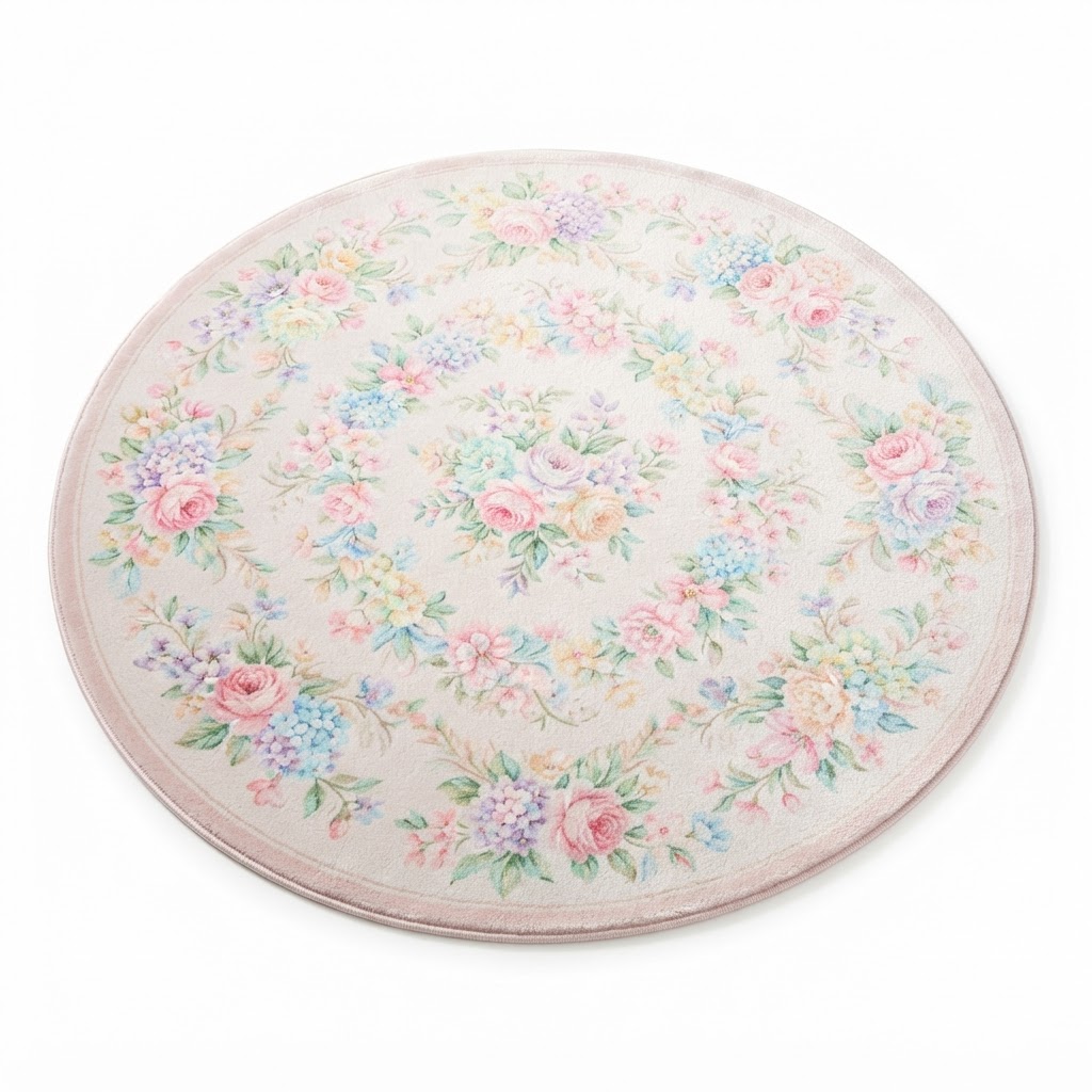 Spring Floral Pastel Round Area Rug