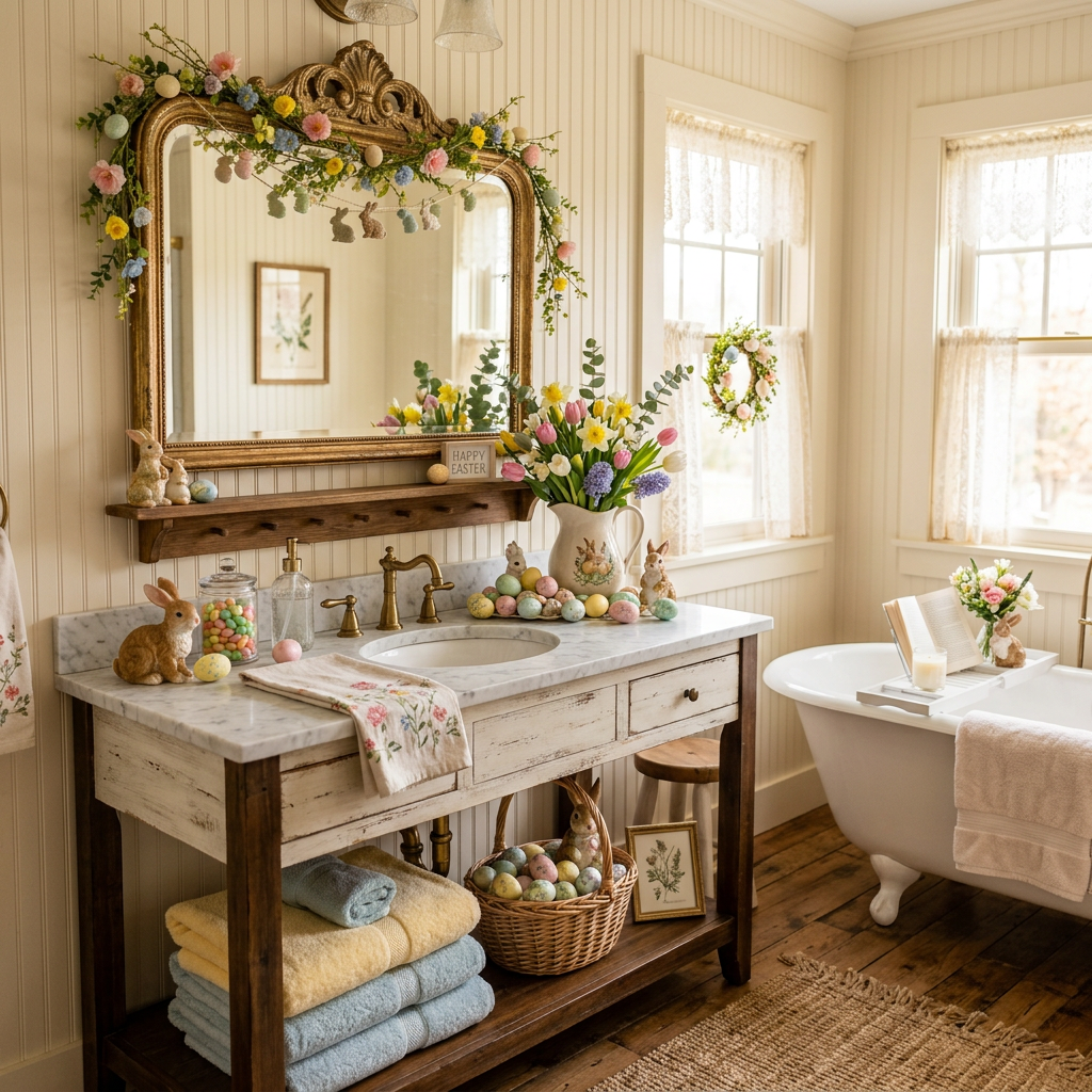 Cottagecore Easter Master Bathroom