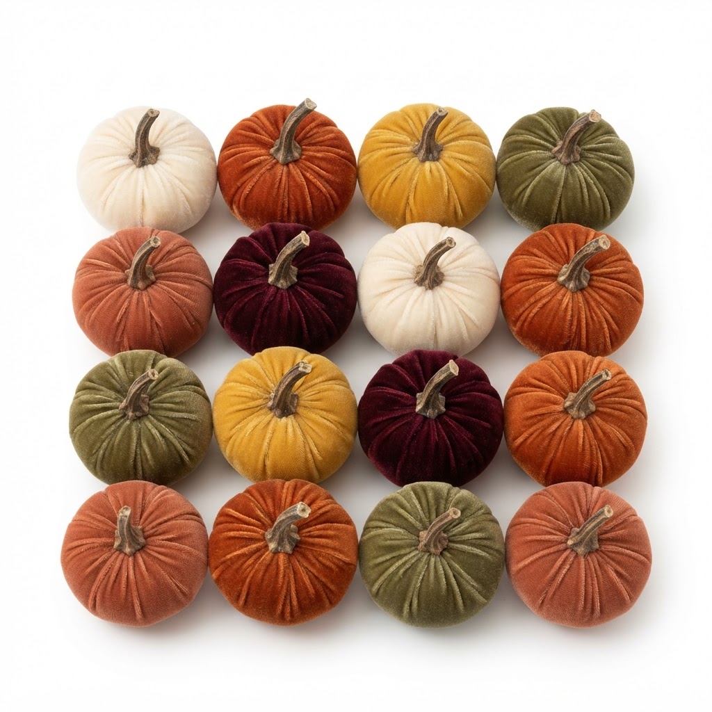 Set of Miniature Velvet Pumpkins