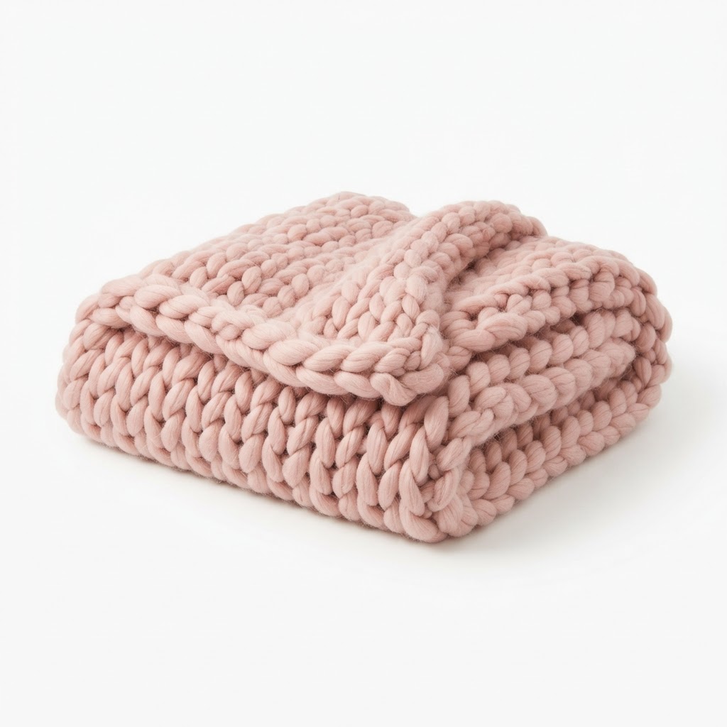 Chunky Knit Blush Throw Blanket