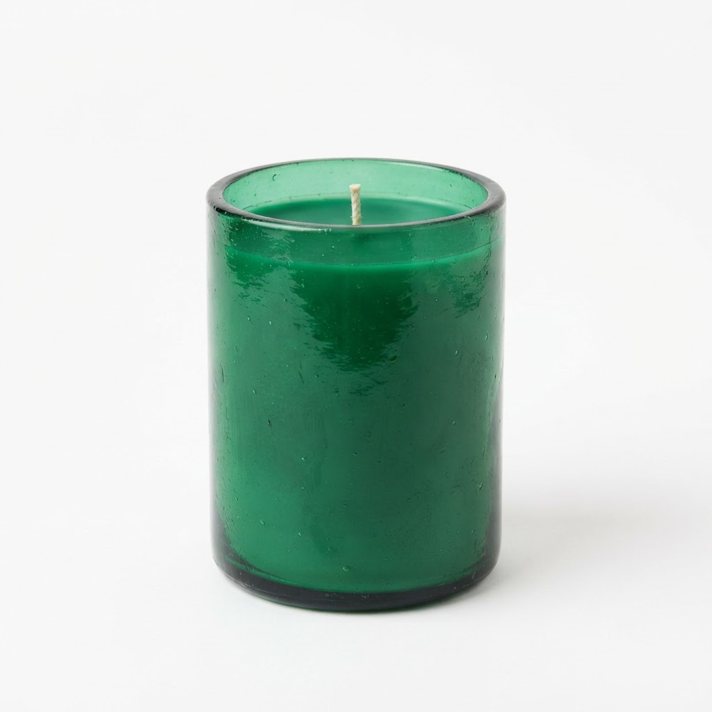 Emerald Glass Pillar Candle