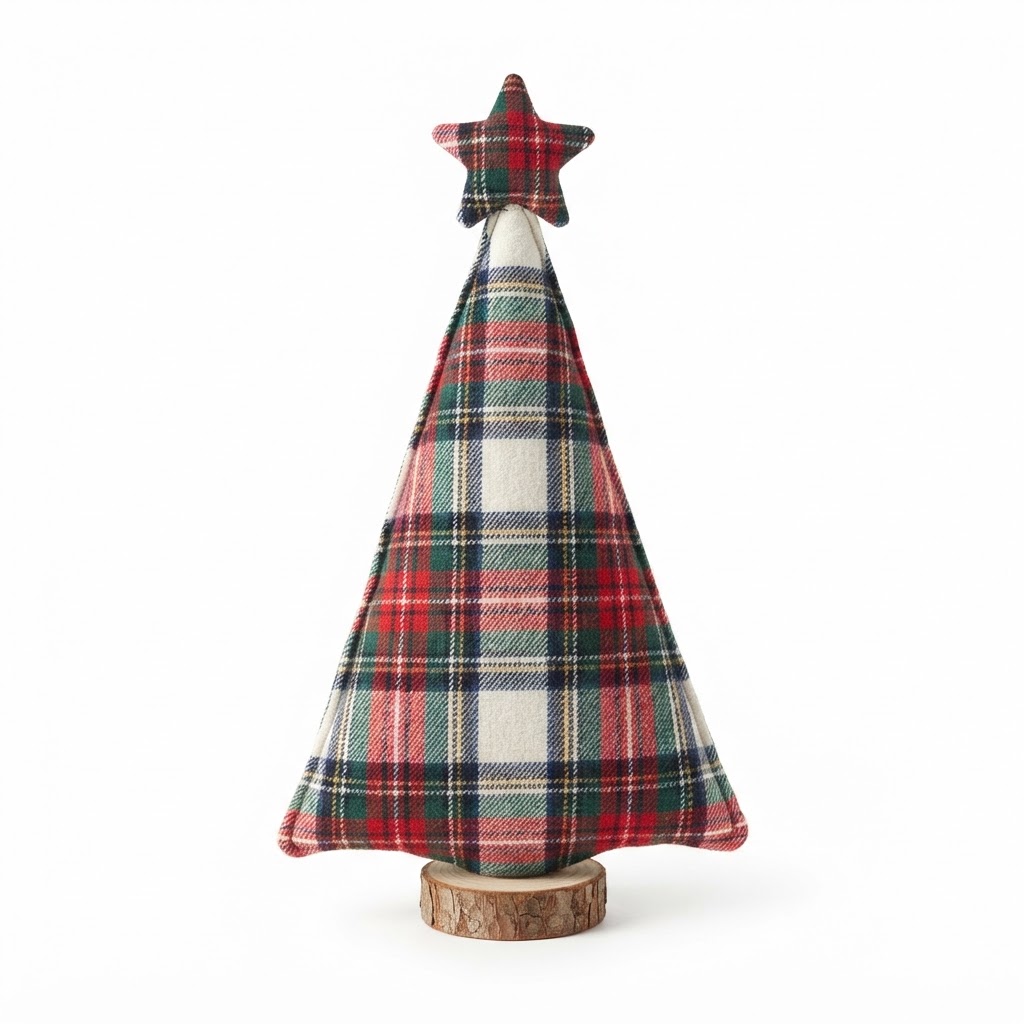 Plaid Fabric Tabletop Christmas Trees