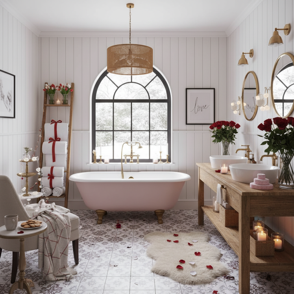 Modern Cottage Valentine's Day Master Bathroom