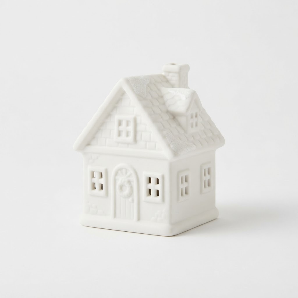 White Ceramic House Ornament