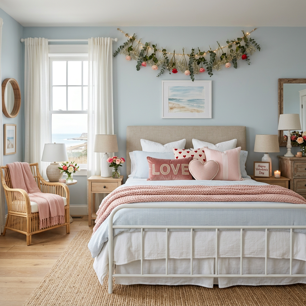 Coastal Valentine's Day Master Bedroom