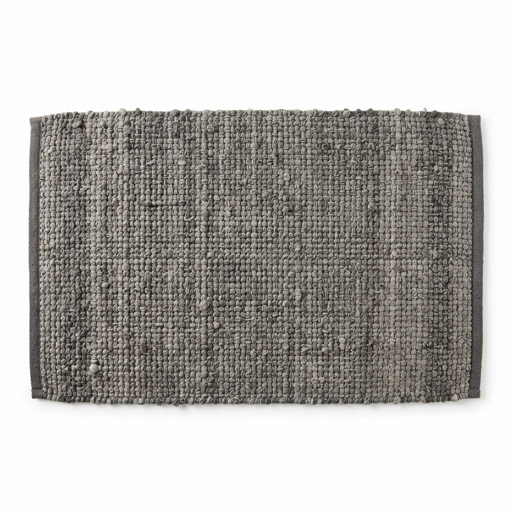 Distressed Grey Woven Bath Mat