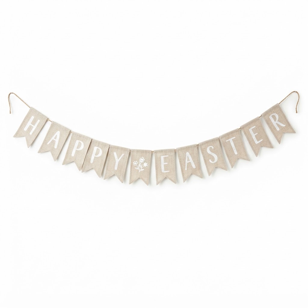 Linen Happy Easter Fabric Bunting