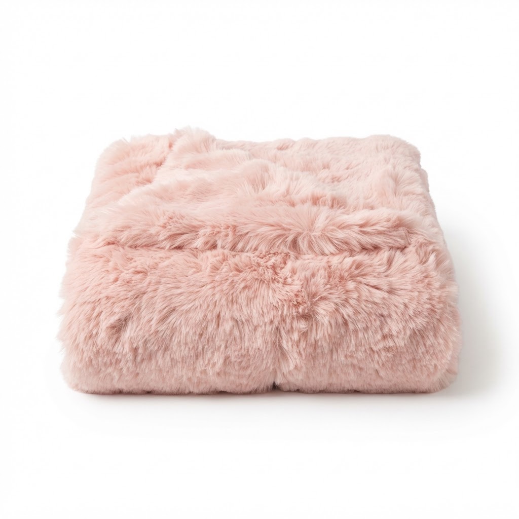 Soft Blush Faux Fur Throw Blanket