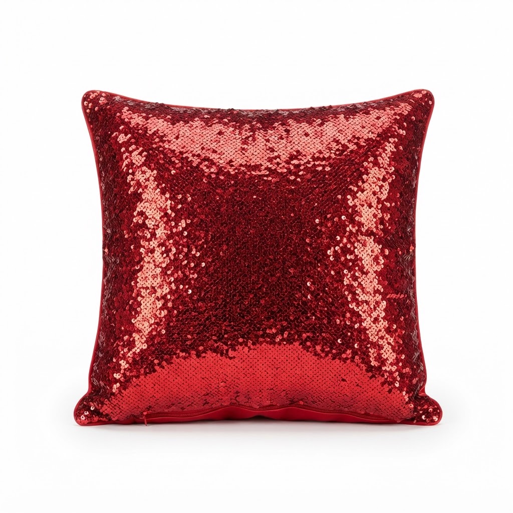 Shimmering Red Sequin Throw Pillow