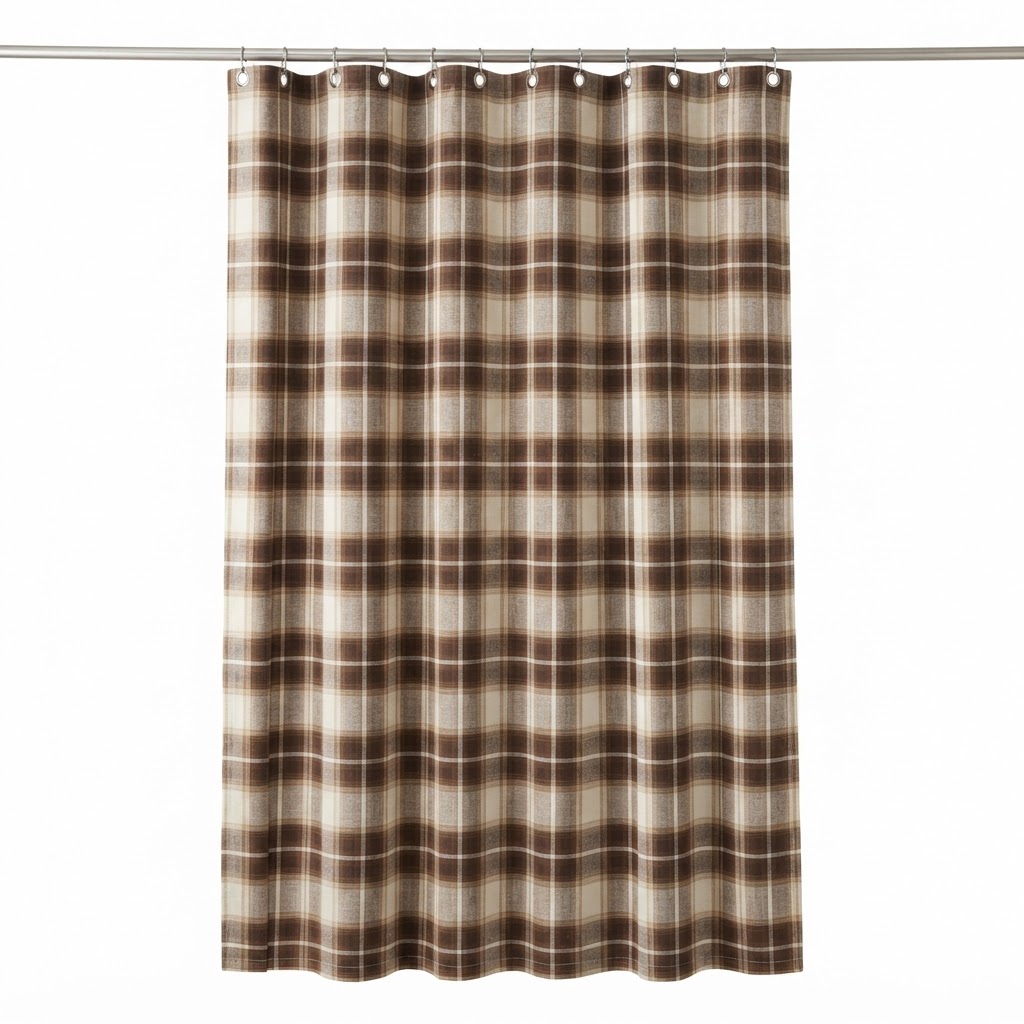 Plaid Brown Shower Curtain