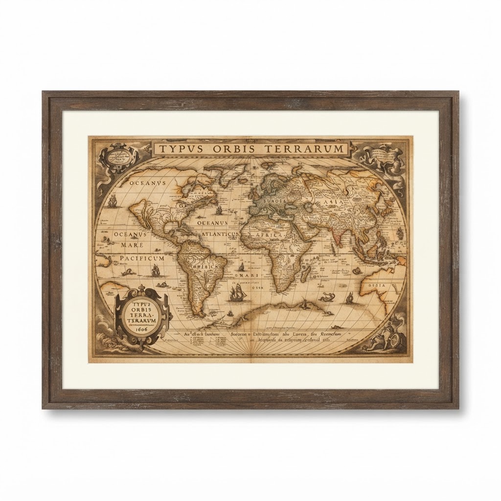 Antique World Map Framed Prints