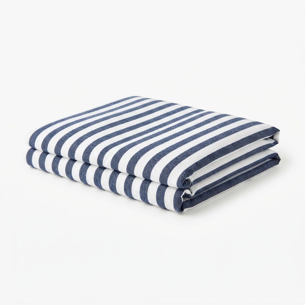 Navy Striped Cotton Throw
