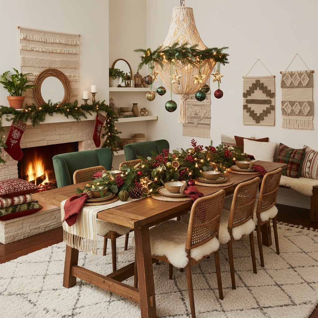 Boho Christmas Dining Room
