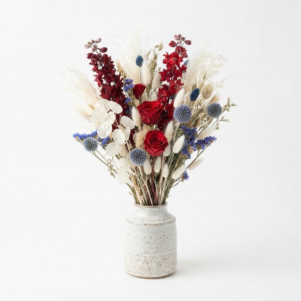 Red White and Blue Dried Floral Table Centerpiece