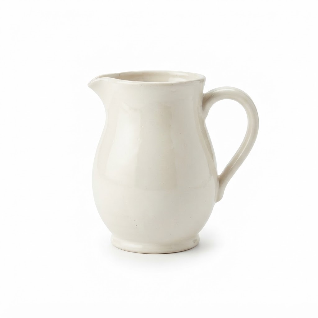 Cream Ceramic Pitcher Vase