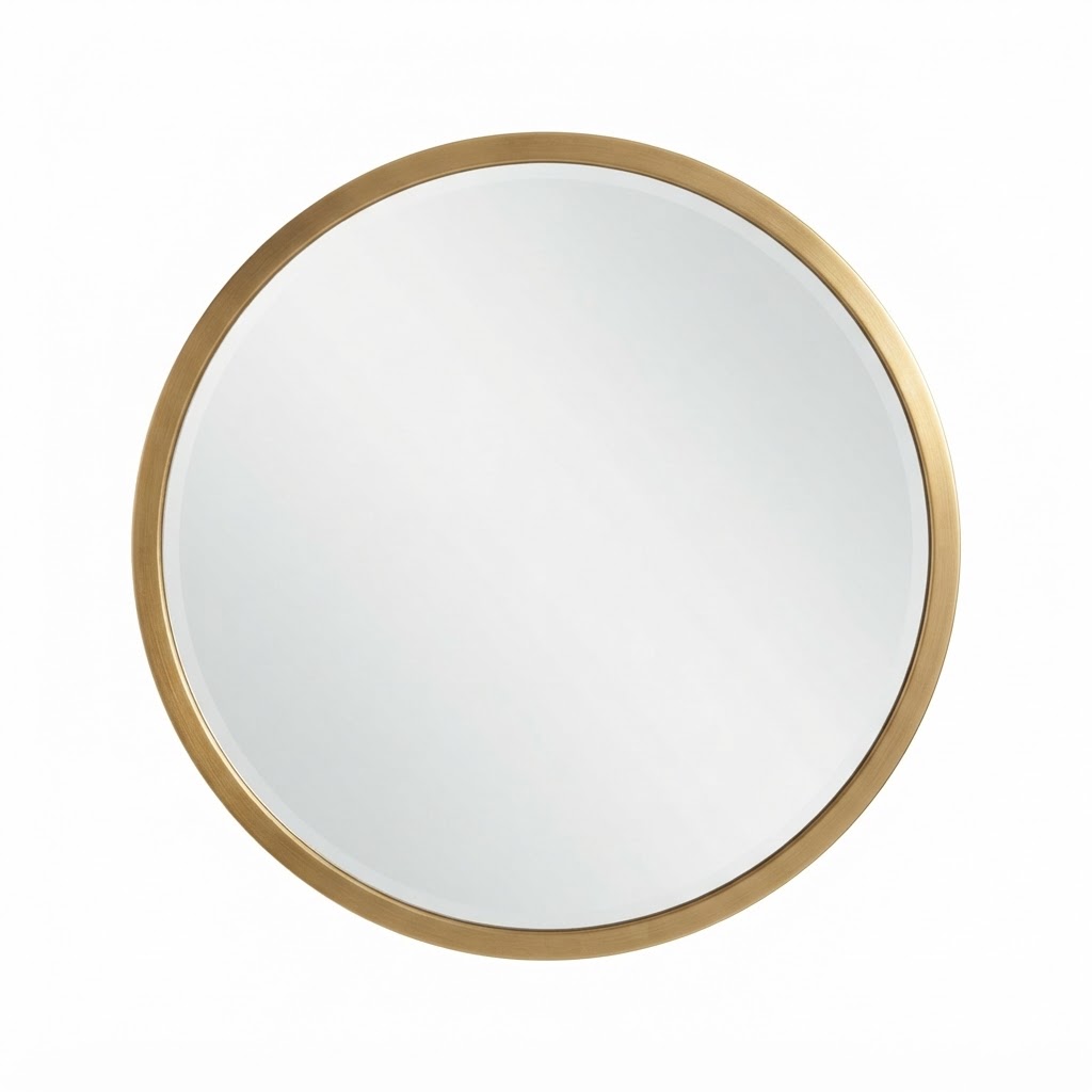 Transitional Gold Round Wall Mirror