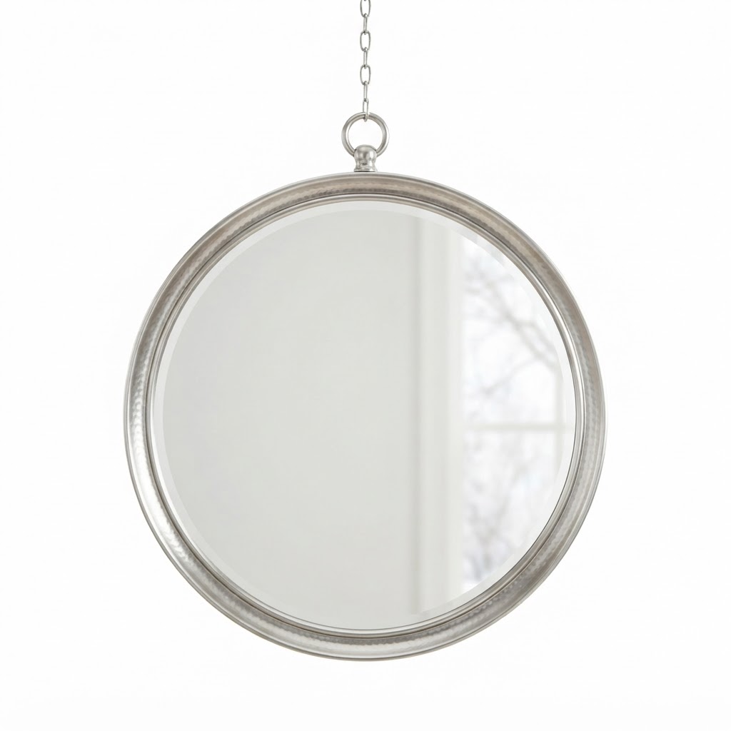 Transitional Round Silver Wall Mirror