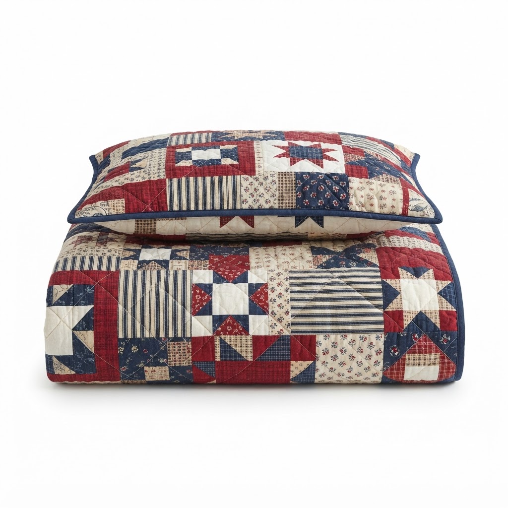 Patriotic Patchwork Quilt Set