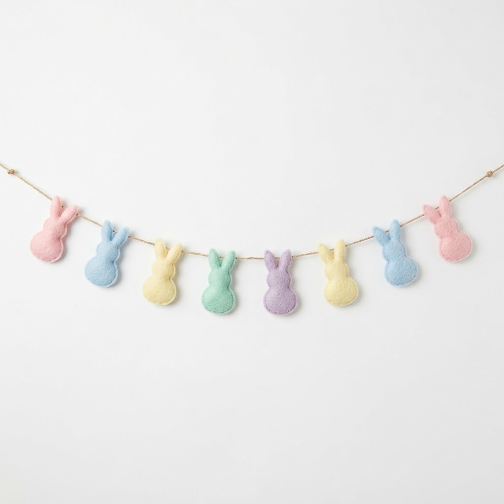 Pastel Felt Easter Bunny Garland