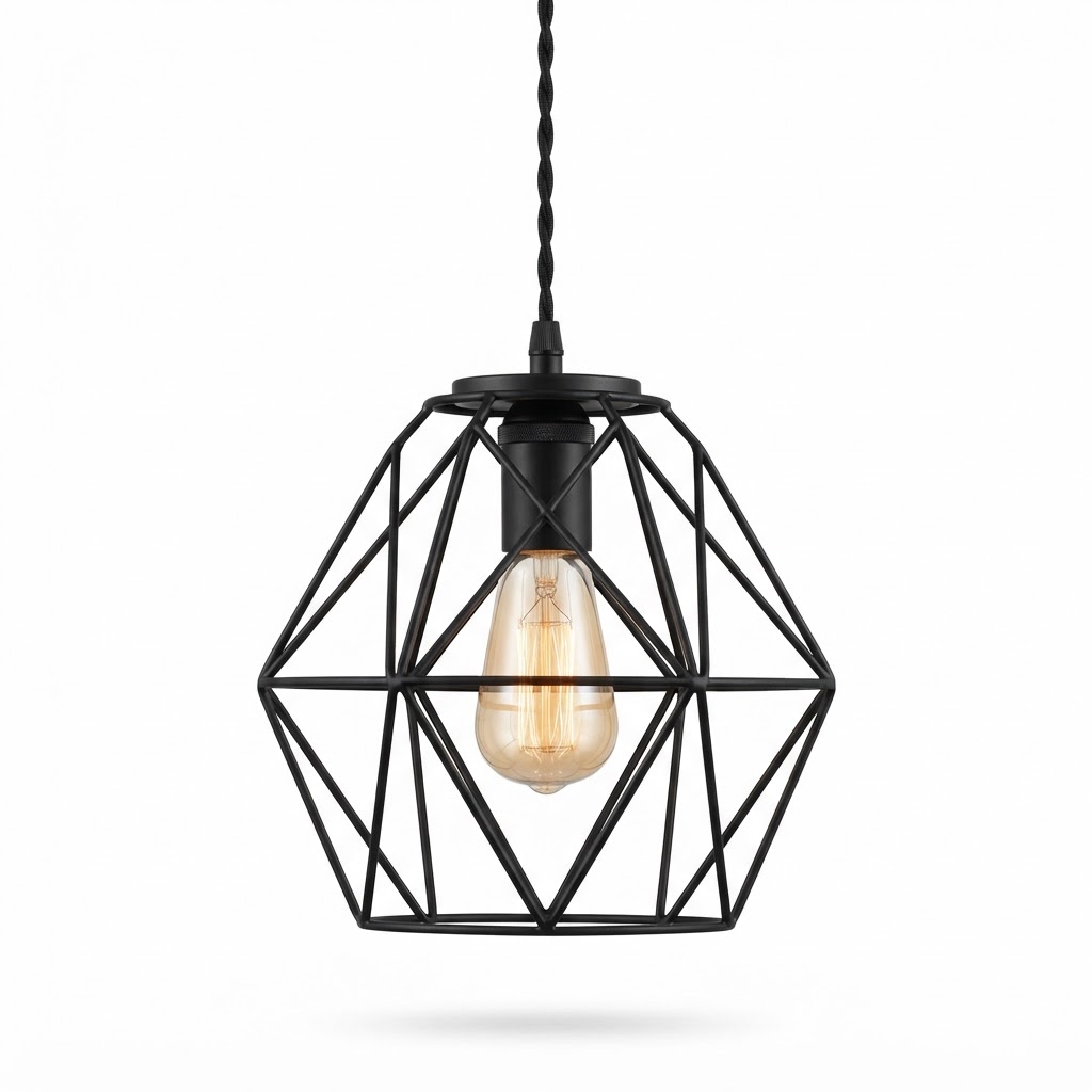 Black Wire Cage Pendant Light