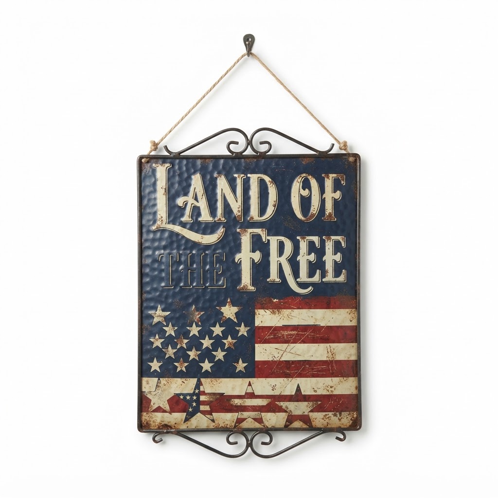 Metal Land of the Free Wall Sign